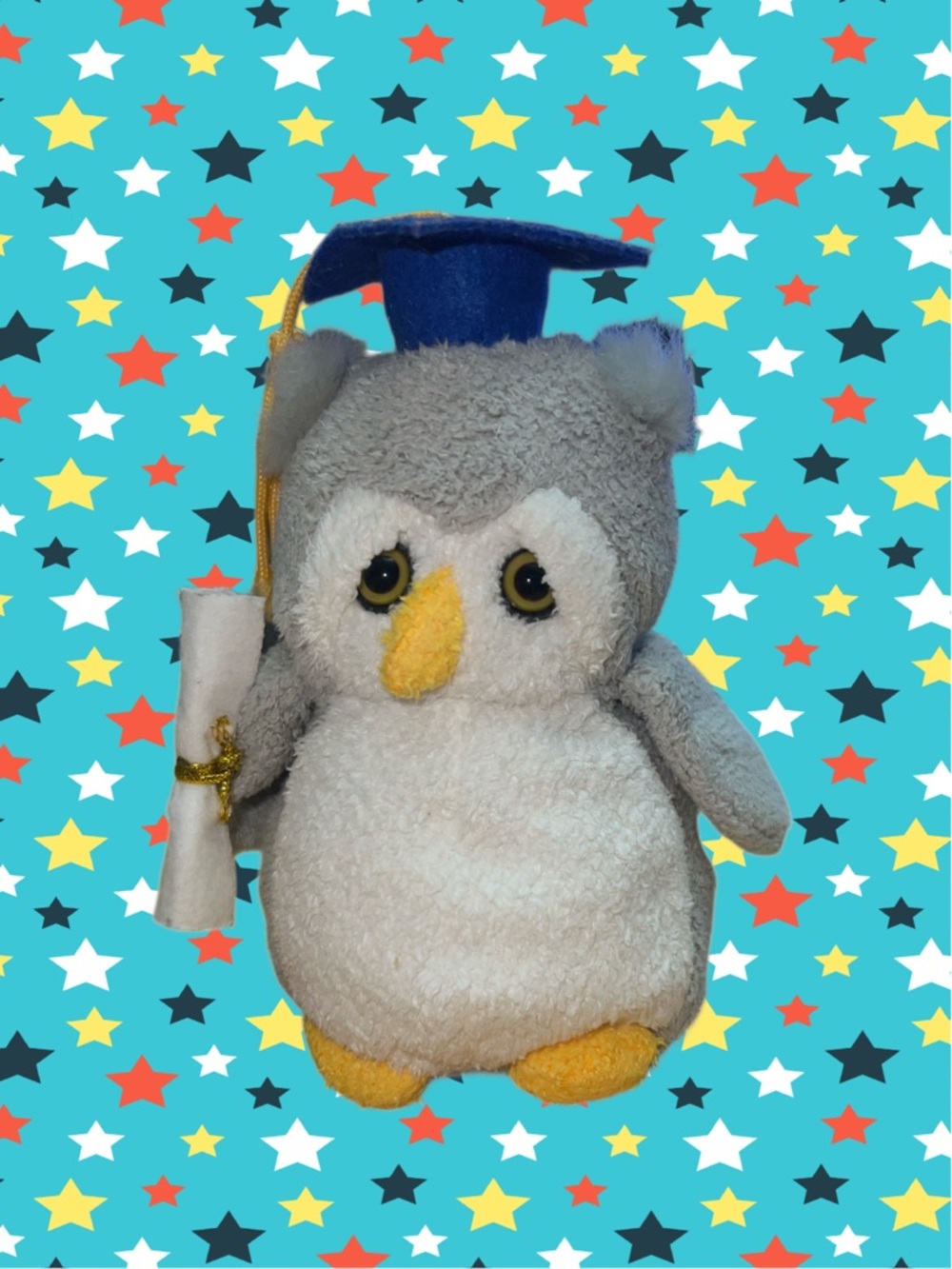 Vintage Russ Hootie the Graduated Owl Vean Bag Stuffed Plush 5”